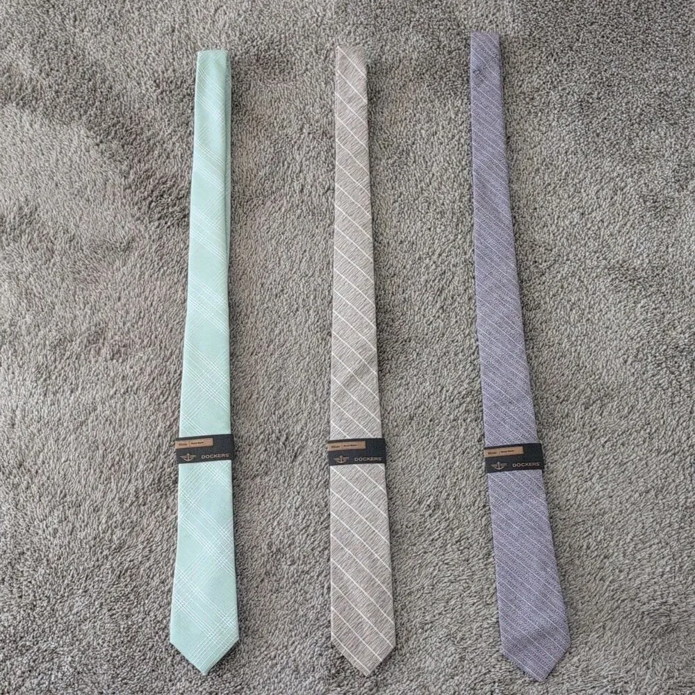 DOCKERS Handmade Slim Skinny Men's Ties Plaids & Checks Multicolor Lot of 3 New